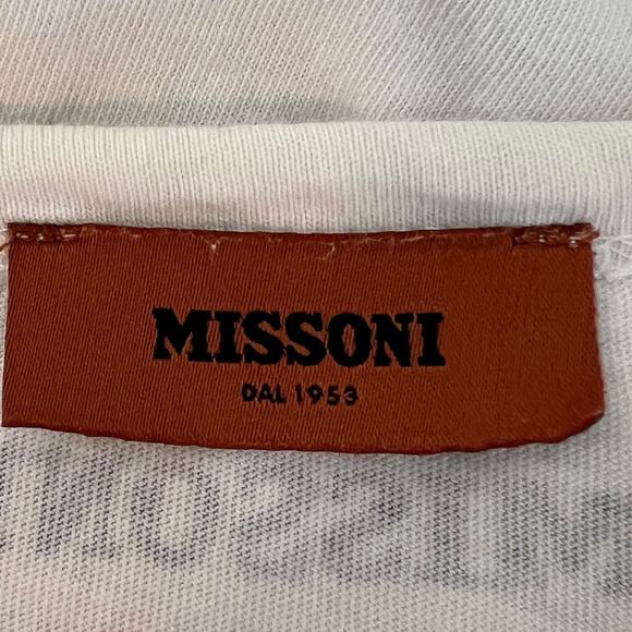 Missoni Key to the Cure Chevron Striped Womens Tee Large White Multicolor JLo - Picture 5 of 7